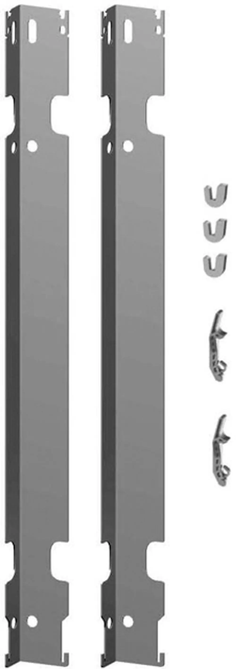 Kermi-Wandkonsolen-Set bestehend aus zwei langen Metallhaltern mit Montagezubehör, geeignet für die Befestigung an Wänden.